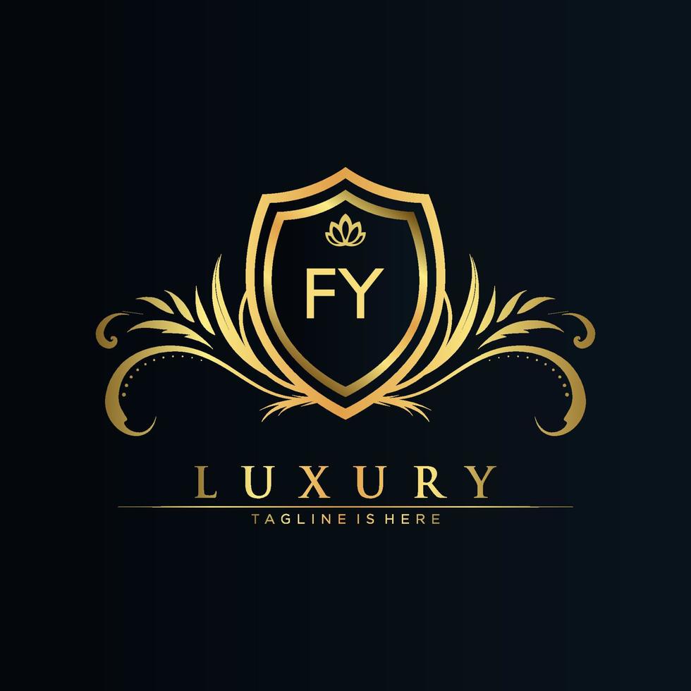 FY Letter Initial with Royal Template.elegant with crown logo vector, Creative Lettering Logo Vector Illustration.