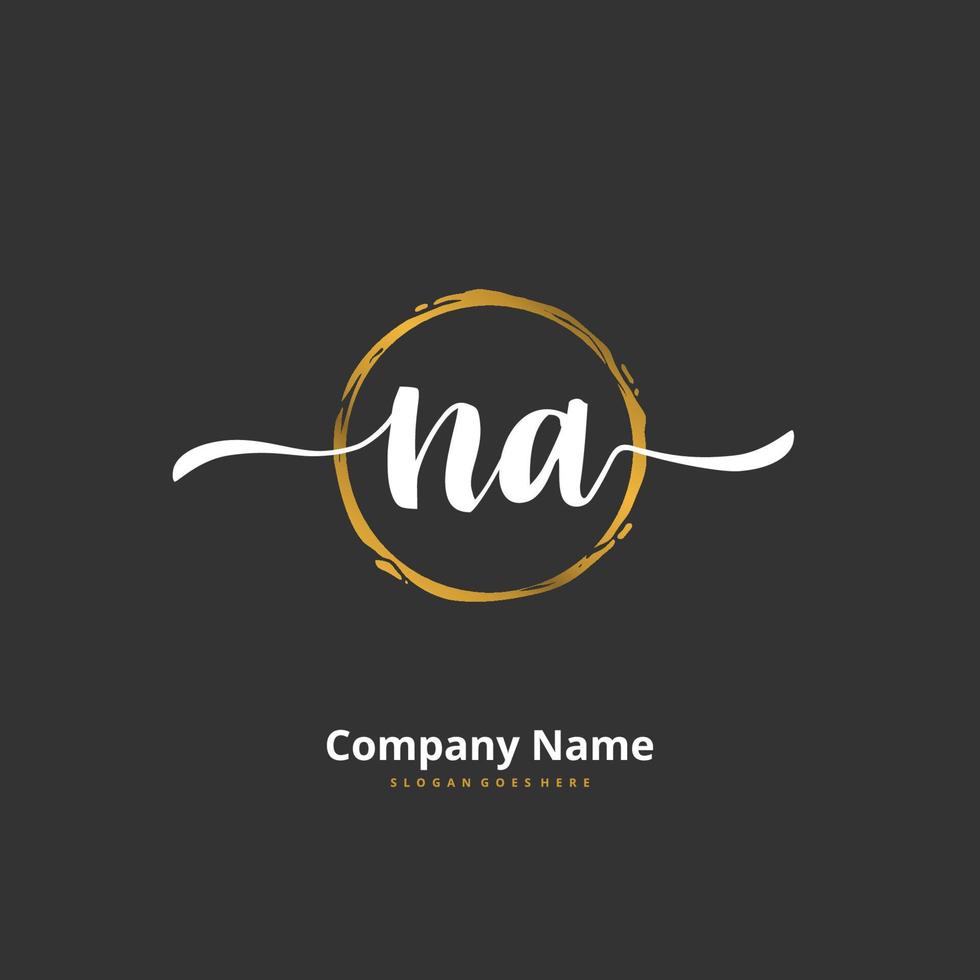 NA Initial handwriting and signature logo design with circle. Beautiful design handwritten logo for fashion, team, wedding, luxury logo. vector