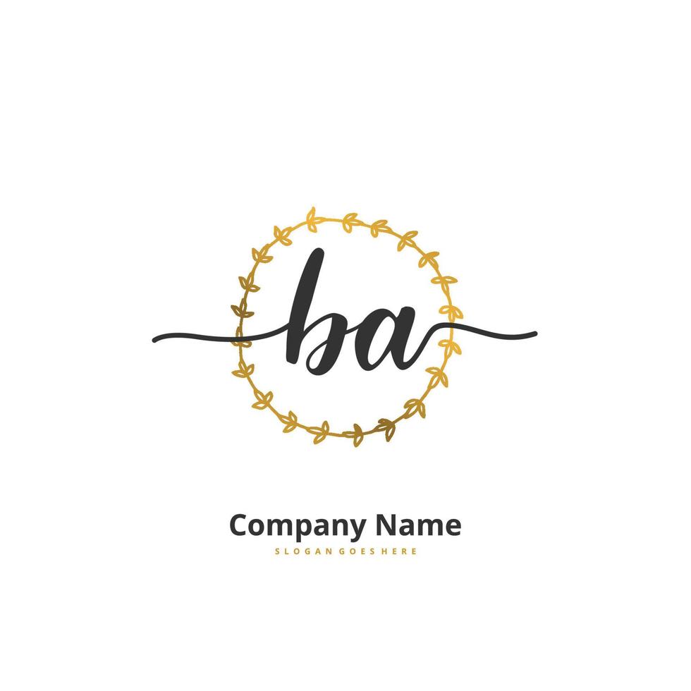 BA Initial handwriting and signature logo design with circle. Beautiful design handwritten logo for fashion, team, wedding, luxury logo. vector