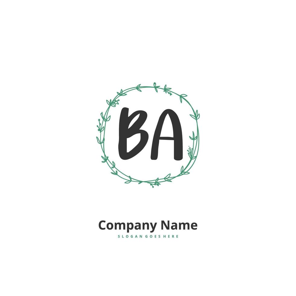 BA Initial handwriting and signature logo design with circle. Beautiful design handwritten logo for fashion, team, wedding, luxury logo. vector