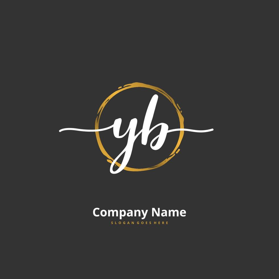 YB Initial handwriting and signature logo design with circle. Beautiful design handwritten logo for fashion, team, wedding, luxury logo. vector