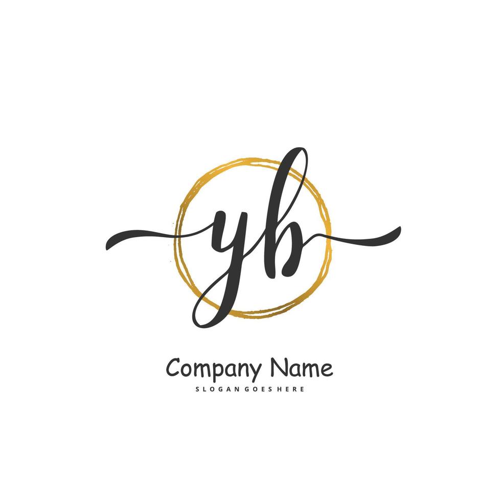 YB Initial handwriting and signature logo design with circle. Beautiful design handwritten logo for fashion, team, wedding, luxury logo. vector