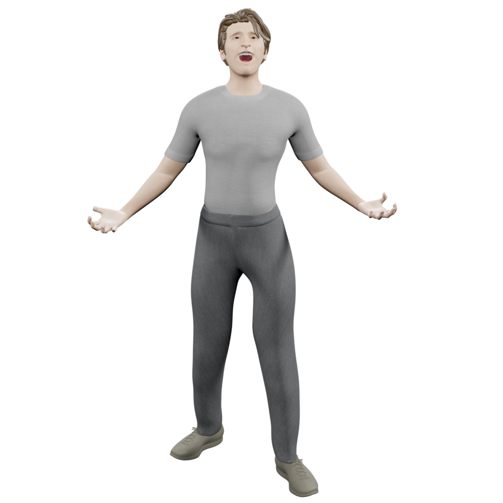 male model happy avatar model human character 3d illustration png