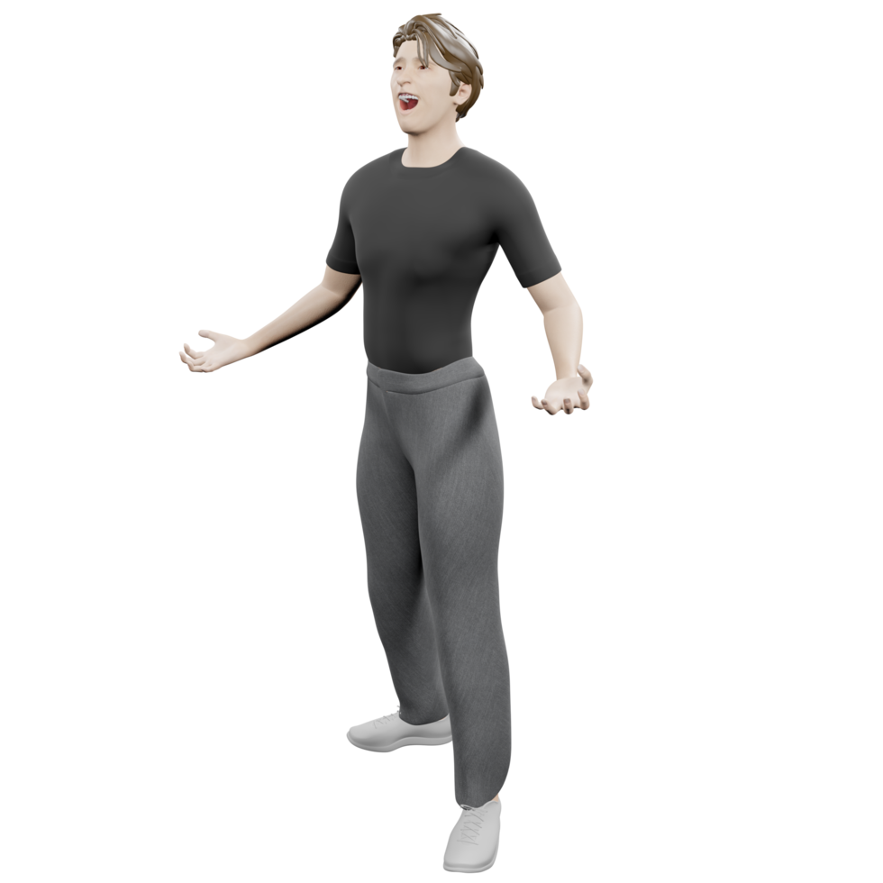 male model happy avatar model human character 3d illustration png