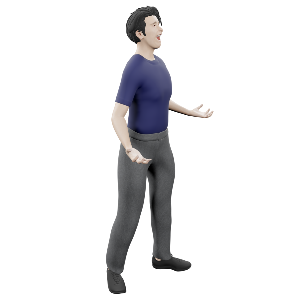 male model happy avatar model human character 3d illustration png