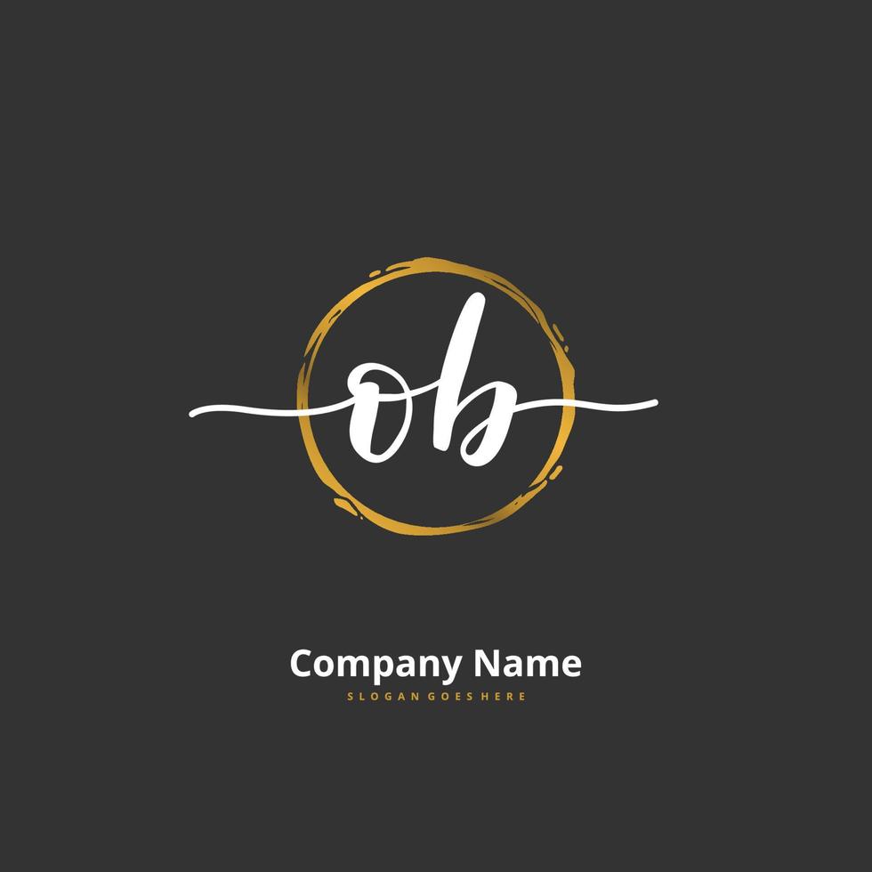 ob escritura inicial a mano y diseño de logotipo de firma con círculo. hermoso diseño de logotipo escrito a mano para moda, equipo, boda, logotipo de lujo. vector