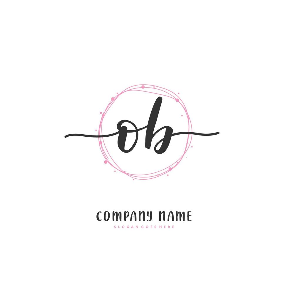 ob escritura inicial a mano y diseño de logotipo de firma con círculo. hermoso diseño de logotipo escrito a mano para moda, equipo, boda, logotipo de lujo. vector