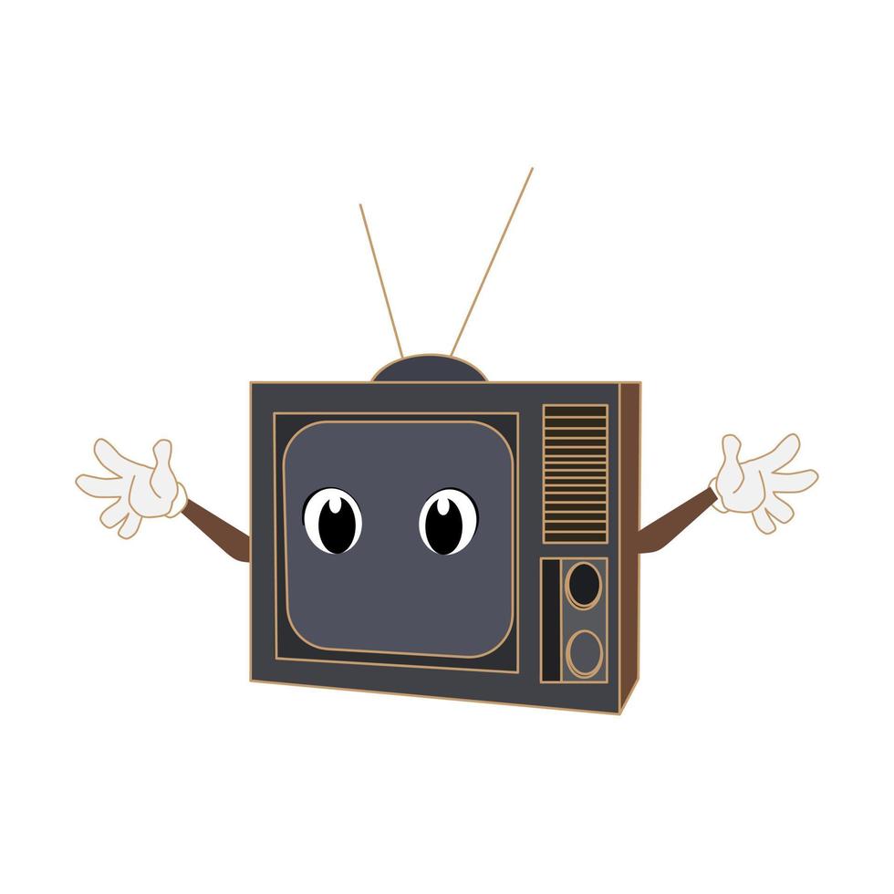 lindo icono de vector de ilustración de mascota de dibujos animados de tv