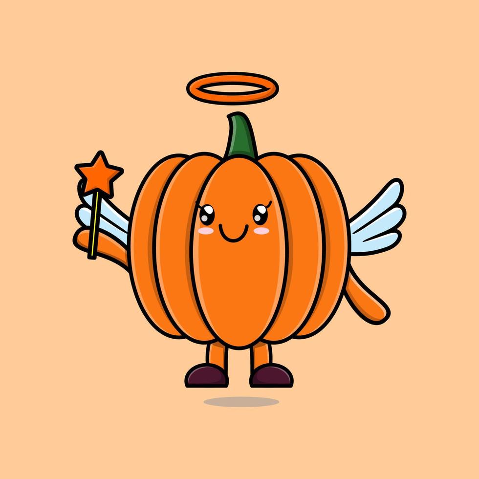 Cute Cartoon Pumpkin character in form of fairy vector