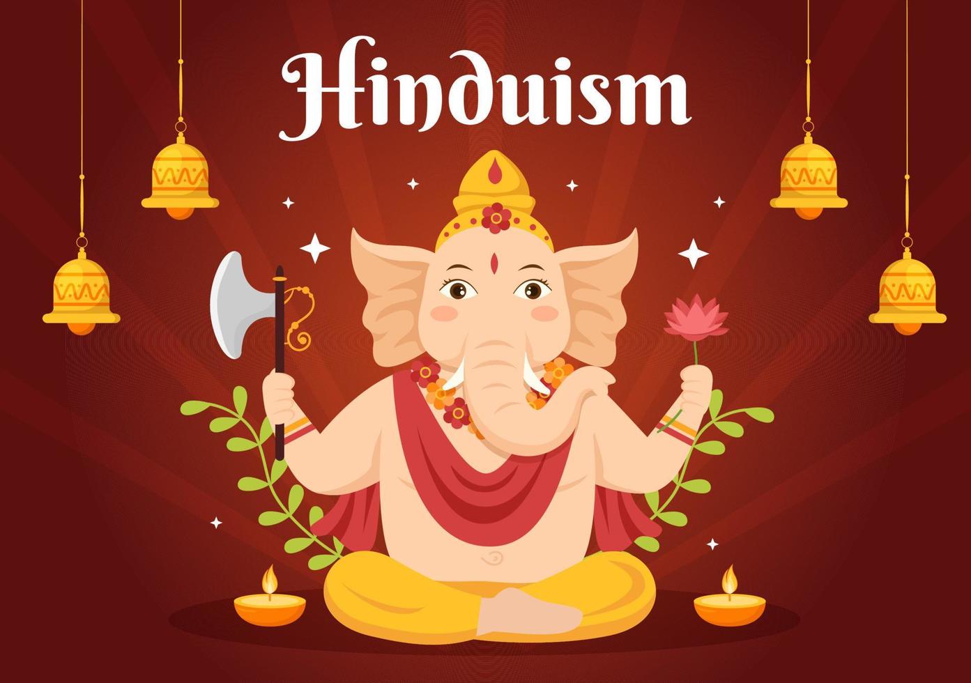 hinduismo de varios dios indio fondo plano dibujos animados dibujados a mano plantillas ilustración vector