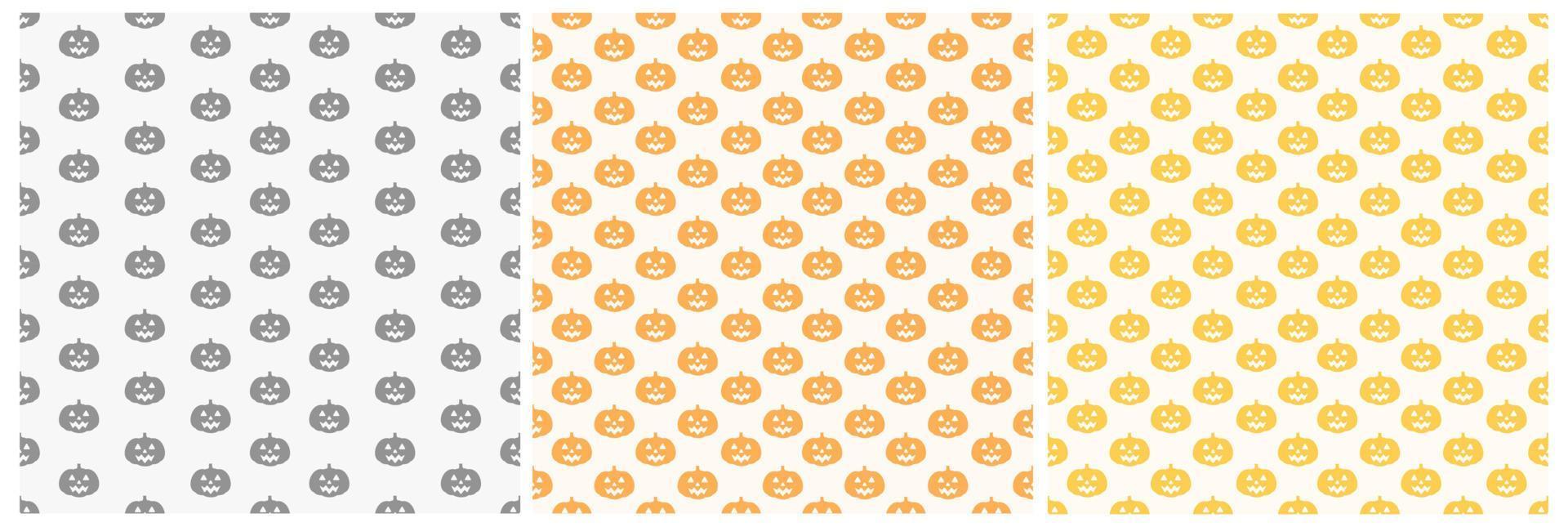 Set of Halloween Seamless Pattern Design With Witch, Haunted House, Pumpkins or Bats in Template Hand Drawn Cartoon Flat Illustration vector
