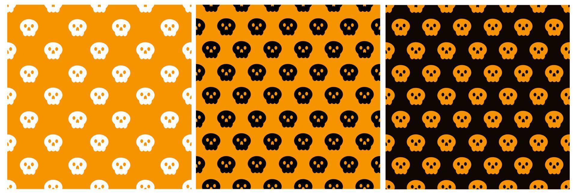 Set of Halloween Seamless Pattern Design With Witch, Haunted House, Pumpkins or Bats in Template Hand Drawn Cartoon Flat Illustration vector