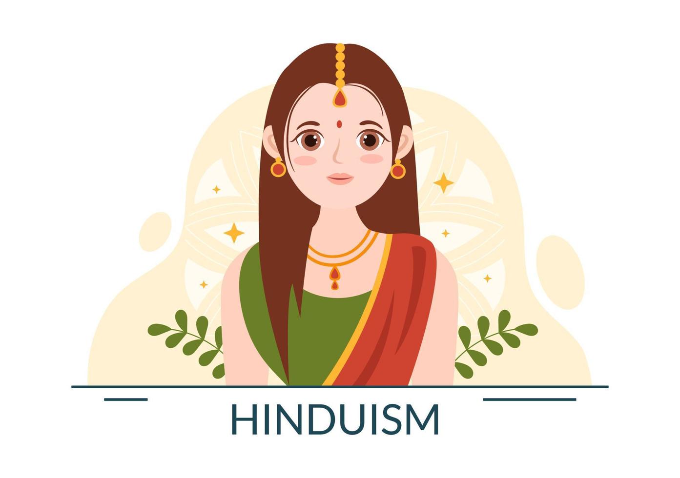 Hinduism of Various Indian God Flat background Cartoon Hand Drawn Templates Illustration vector