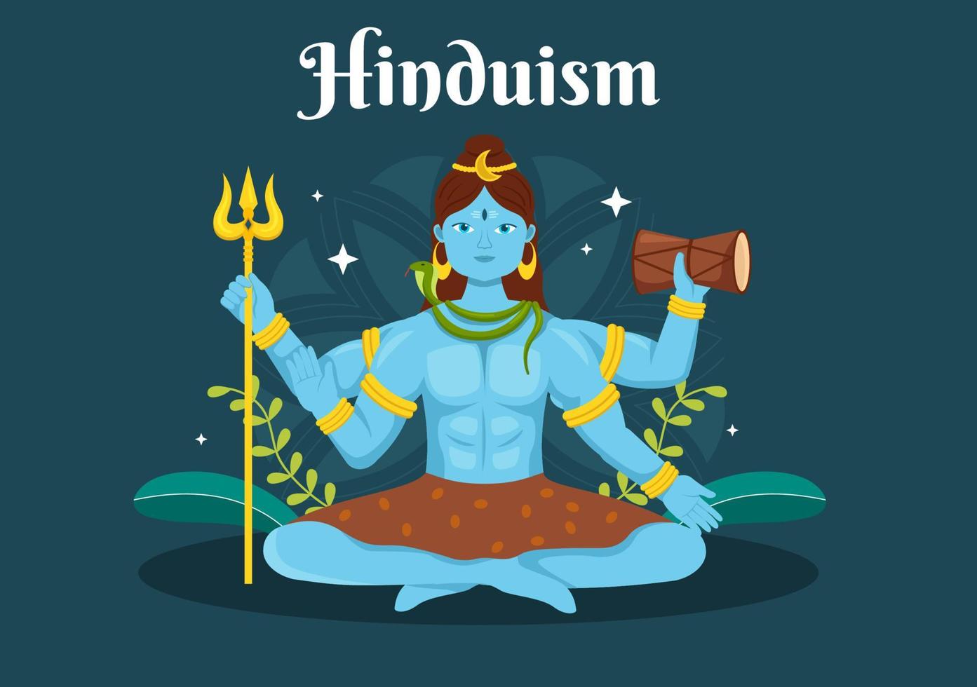 Hinduism of Various Indian God Flat background Cartoon Hand Drawn Templates Illustration vector