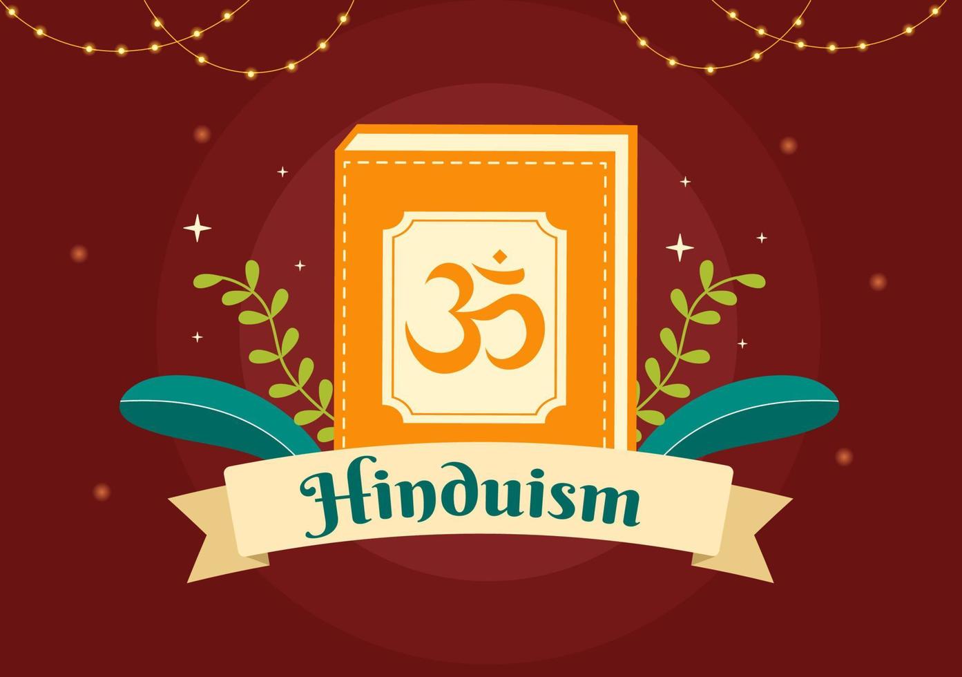 Symbol of Hinduism Flat background Cartoon Hand Drawn Templates Illustration vector