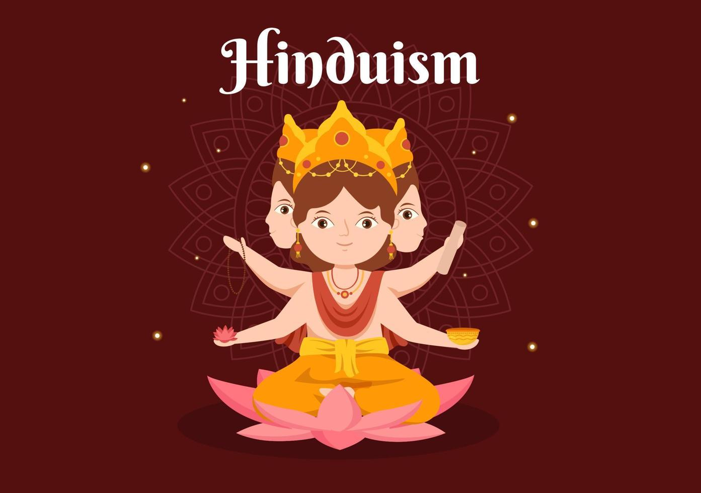 Hinduism of Various Indian God Flat background Cartoon Hand Drawn Templates Illustration vector