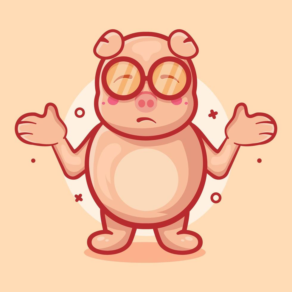 funny pig animal character mascot with confused expression isolated cartoon in flat style design vector