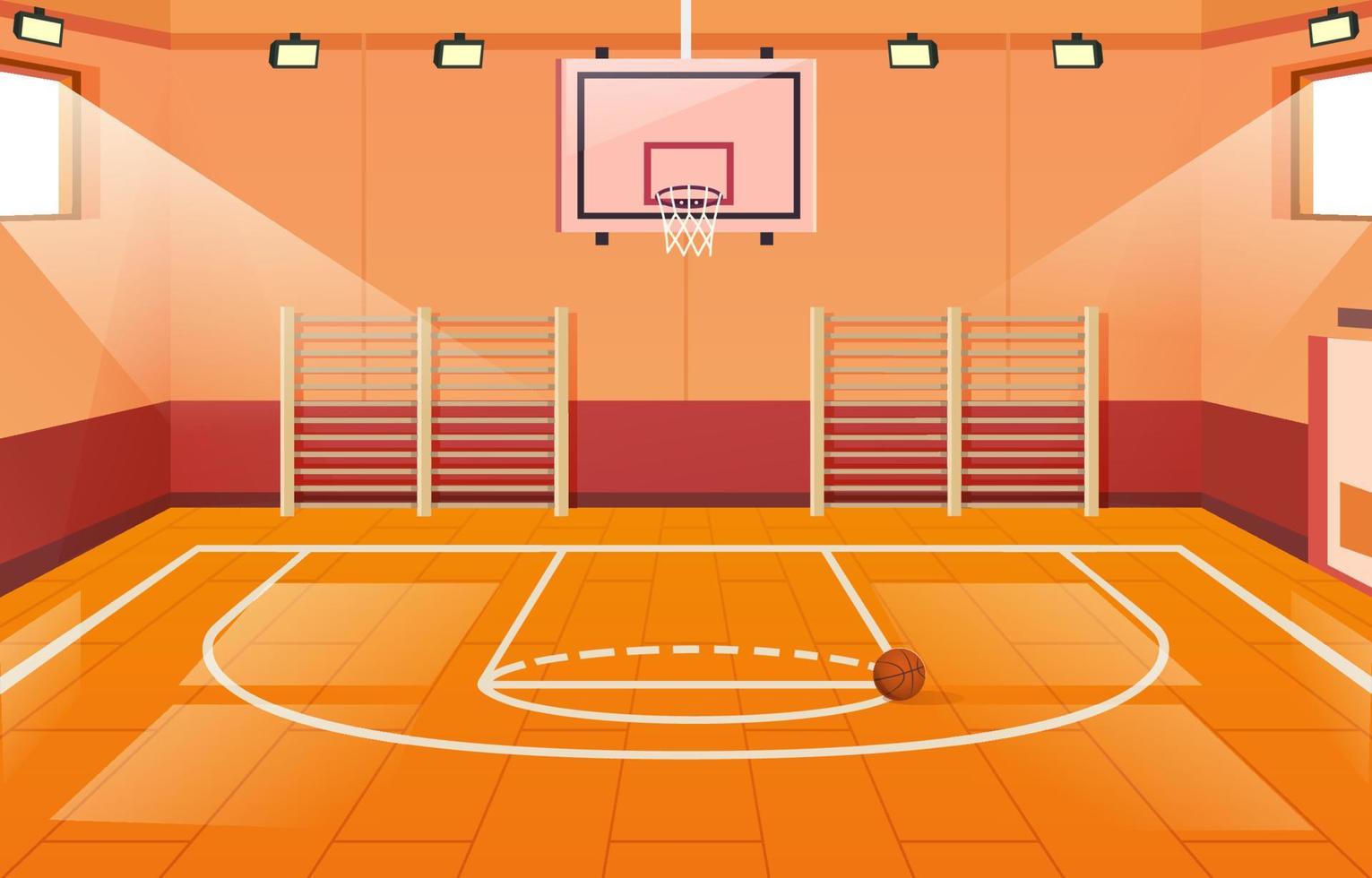 fondo interior de la cancha de baloncesto vector