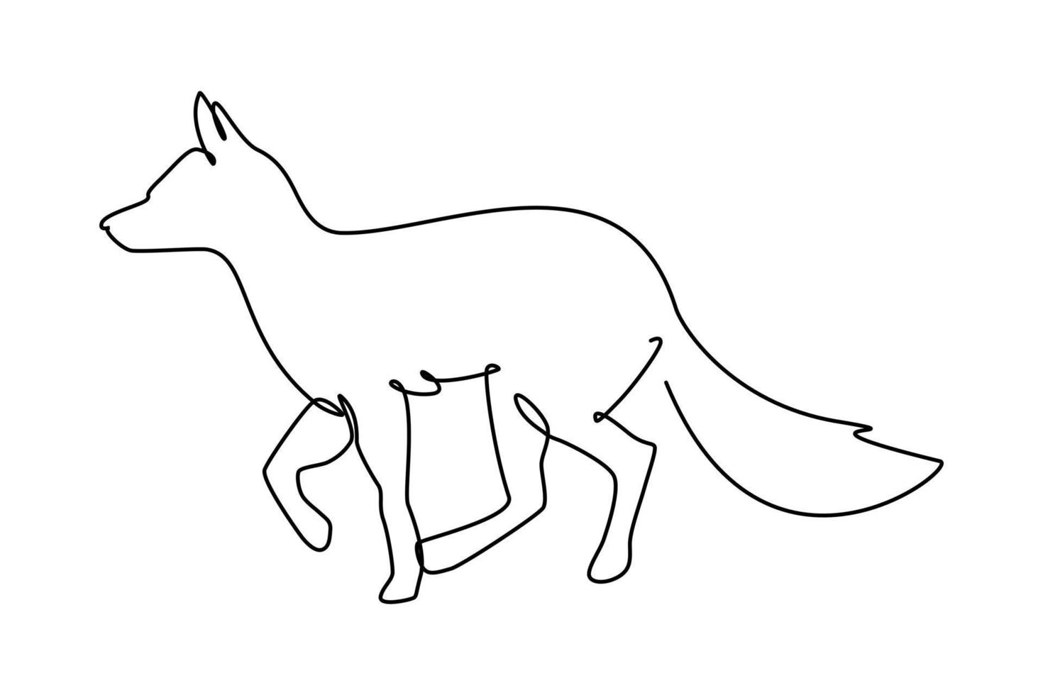 Simple single continuous line drawing of cute fox. Animal and wildlife