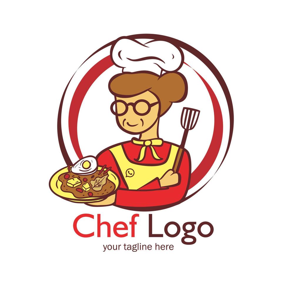 Detailed chef logo template with tagline vector