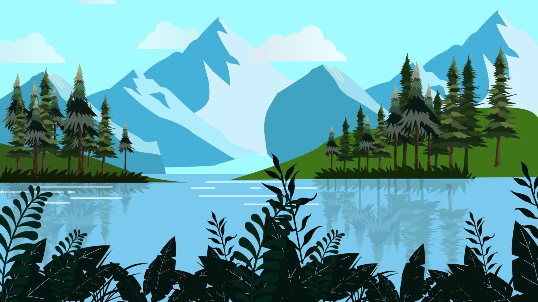 Nature vector ice mountain pond