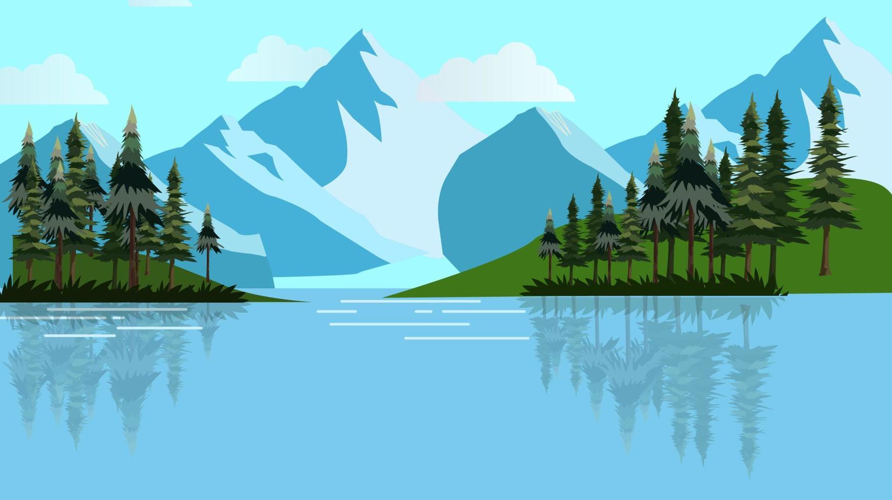 Nature vector ice mountain pond