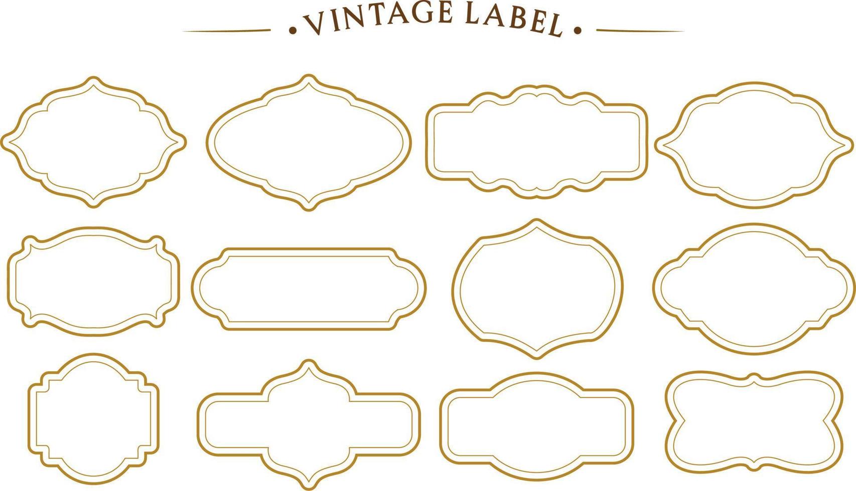 Vintage Gold Line Art Label Design Element Collection vector