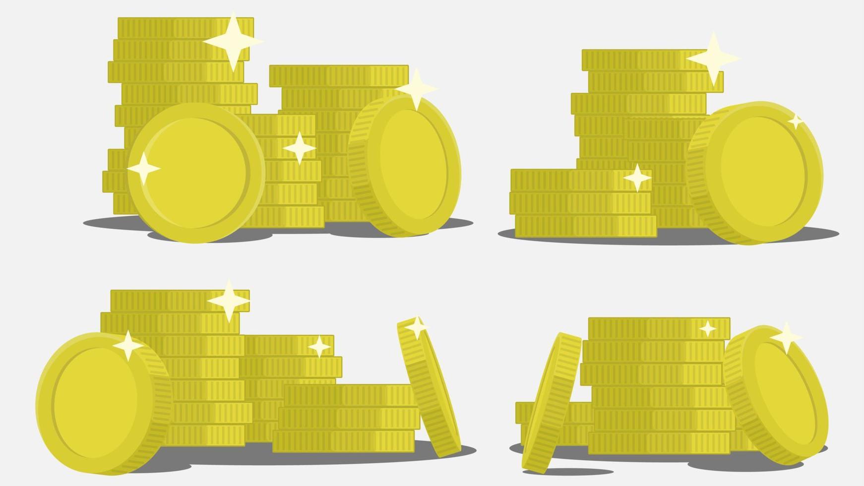 Conjunto brillante monedas de oro icono ilustración vectorial EPS10 vector