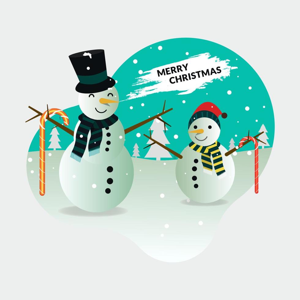 feliz navidad con muñeco de nieve y bastón de caramelo ilustración vectorial de carácter vector