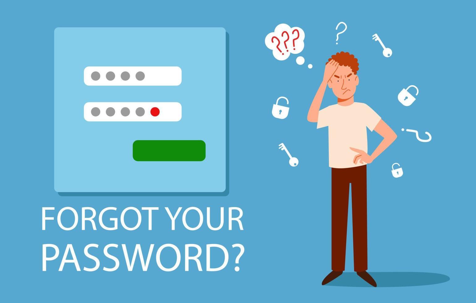 The man forgot her personal data. the concept of a web screensaver with a forgotten password. vector
