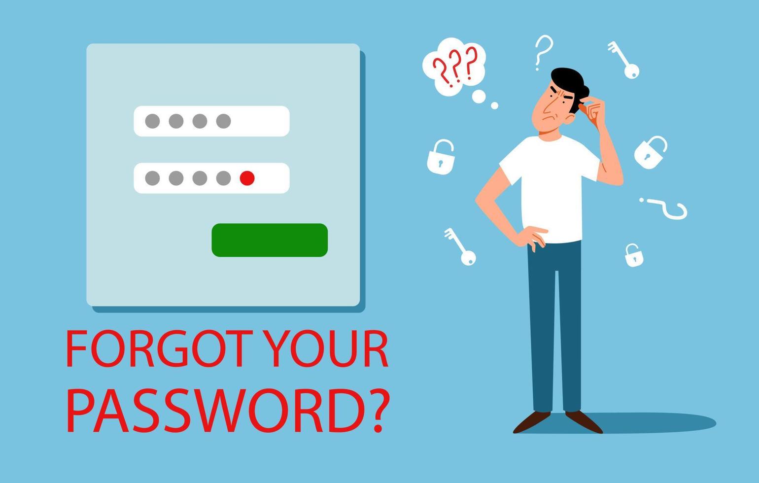The man forgot her personal data. the concept of a web screensaver with a forgotten password. vector