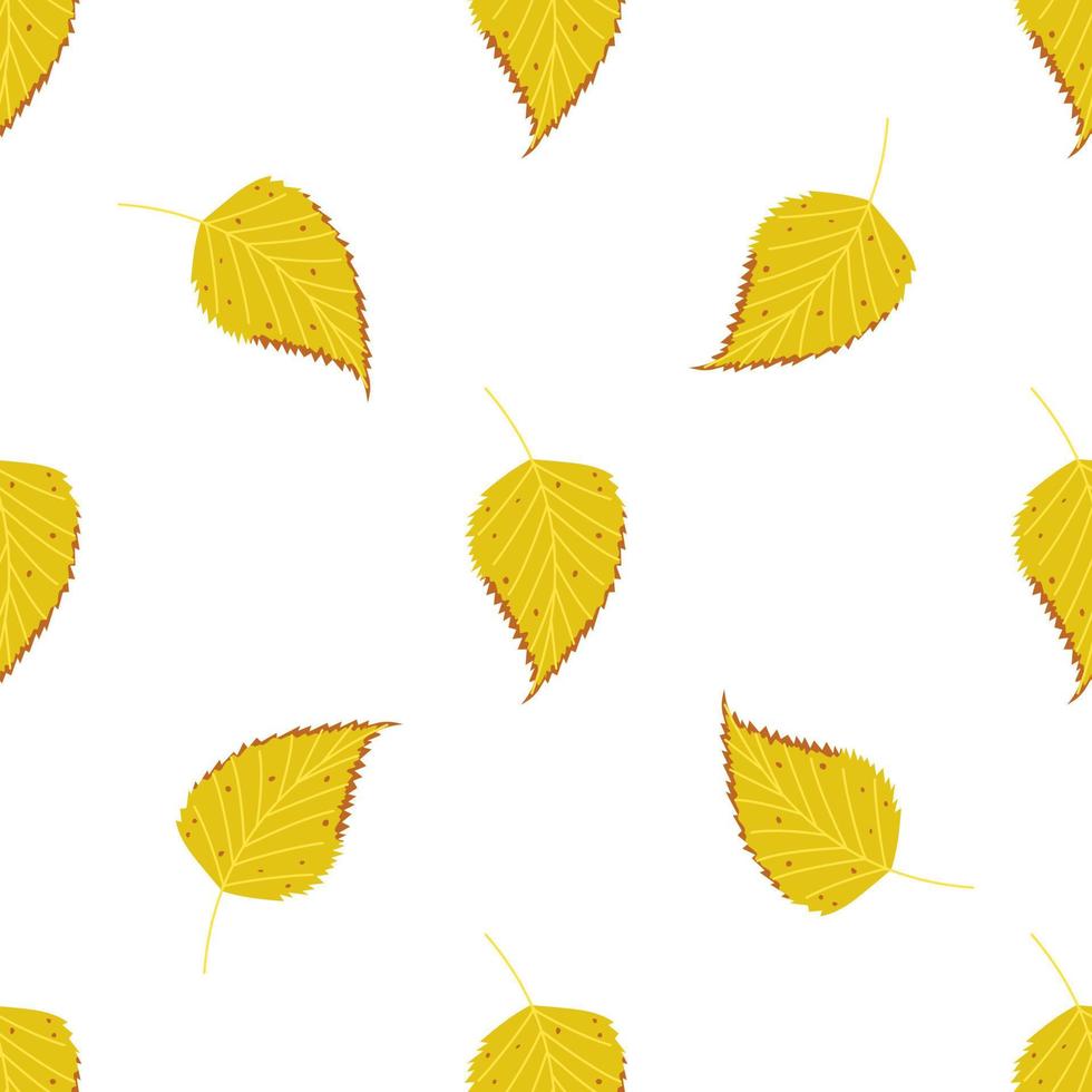 patrón de vector transparente de hojas de abedul de otoño.