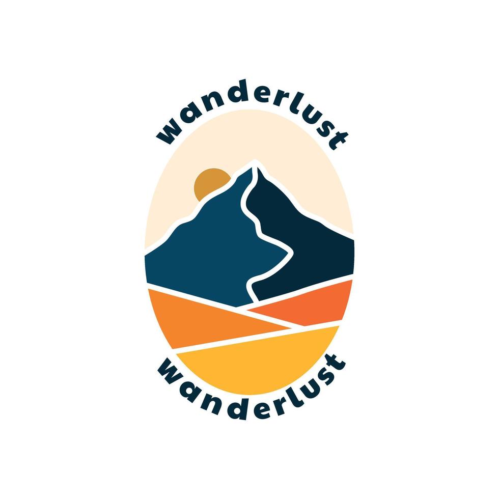 Nature mountain with wanderlust letter design vector