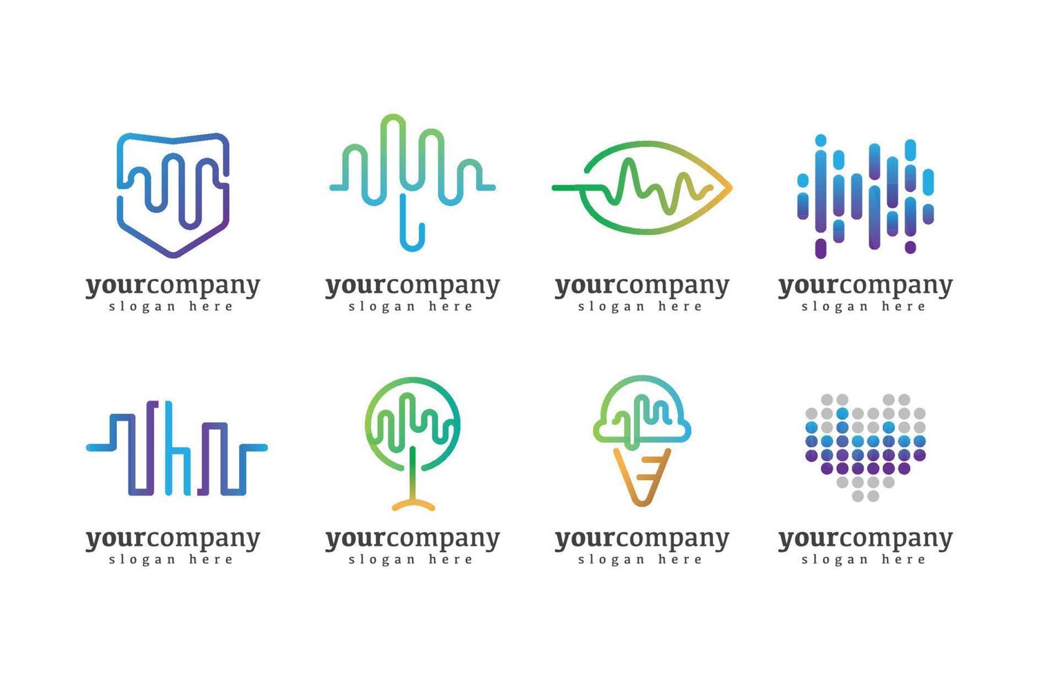 Various Modern Soundwave Logo Template vector