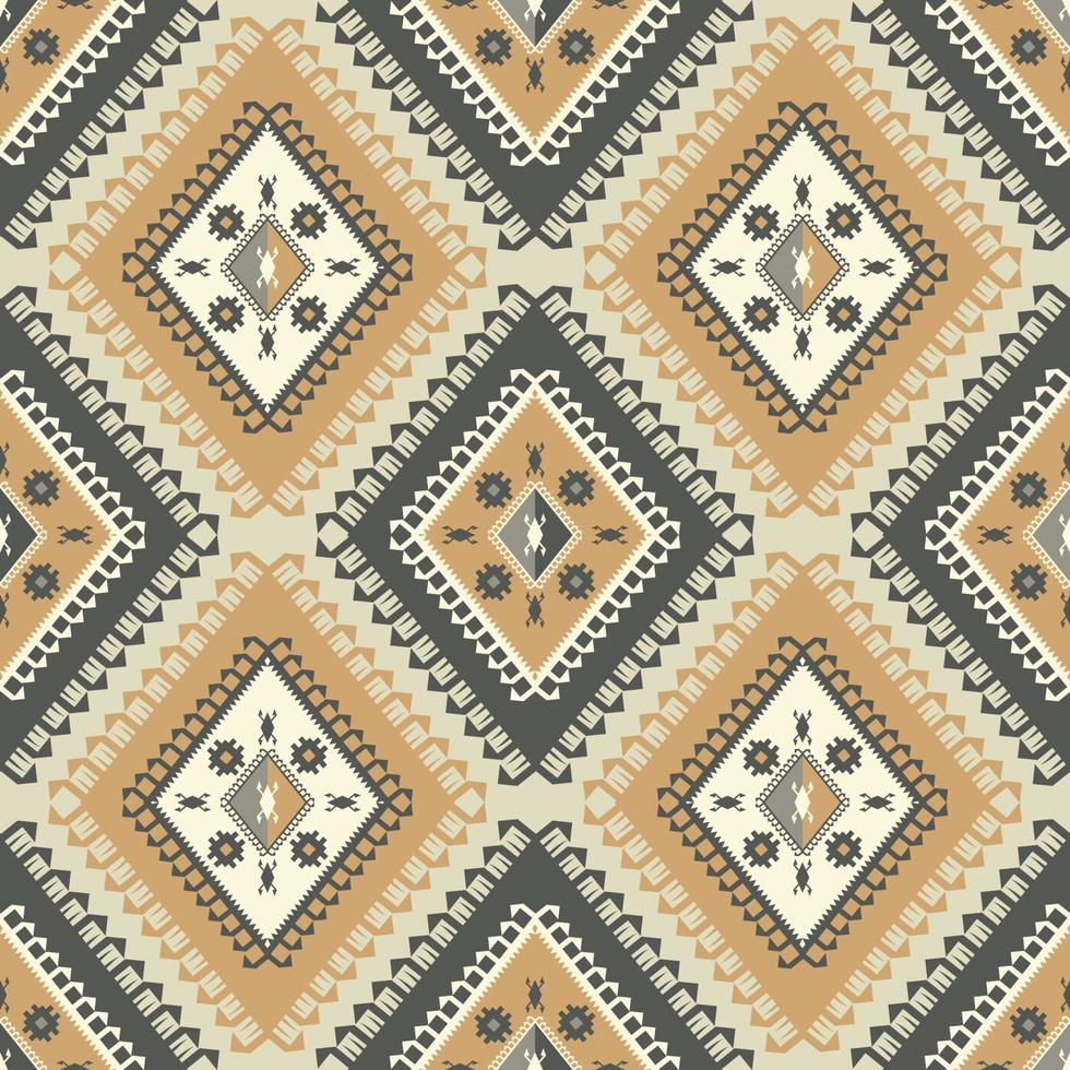 Ethnic geometric colorful vintage diamond pattern. Ethnic geometric diamond shape black-gold color vintage style seamless pattern background. Use for fabric, interior decoration elements. vector