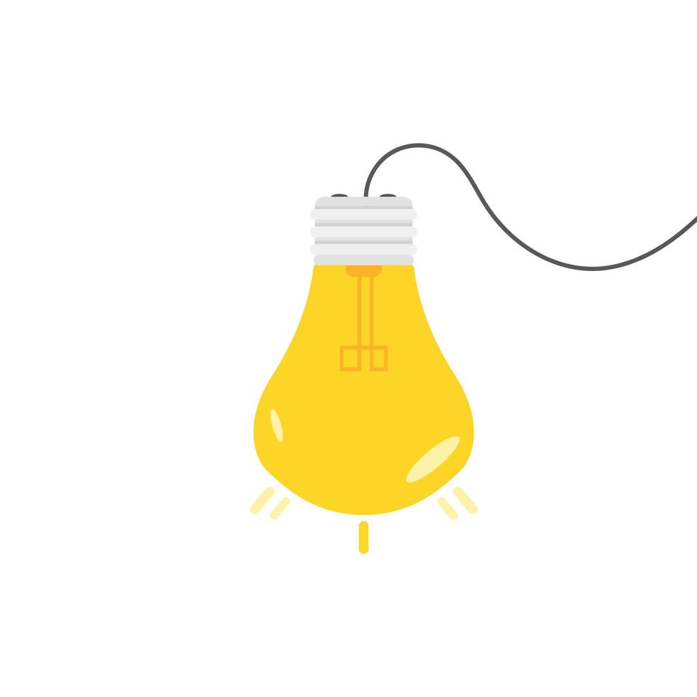 A bright yellow light bulb flat icon vector