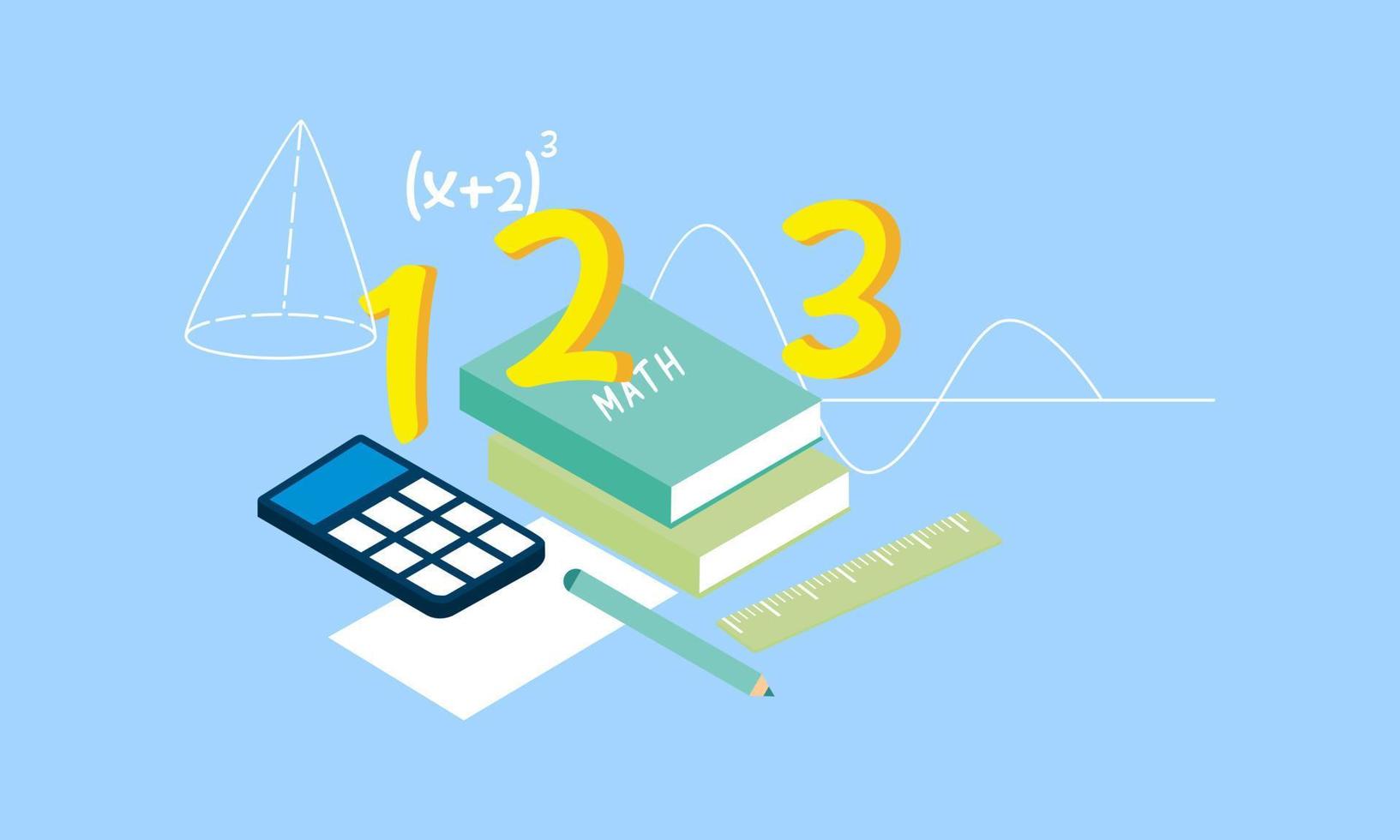 fondo de elementos de matemáticas de dibujos animados, logotipo de educación vector