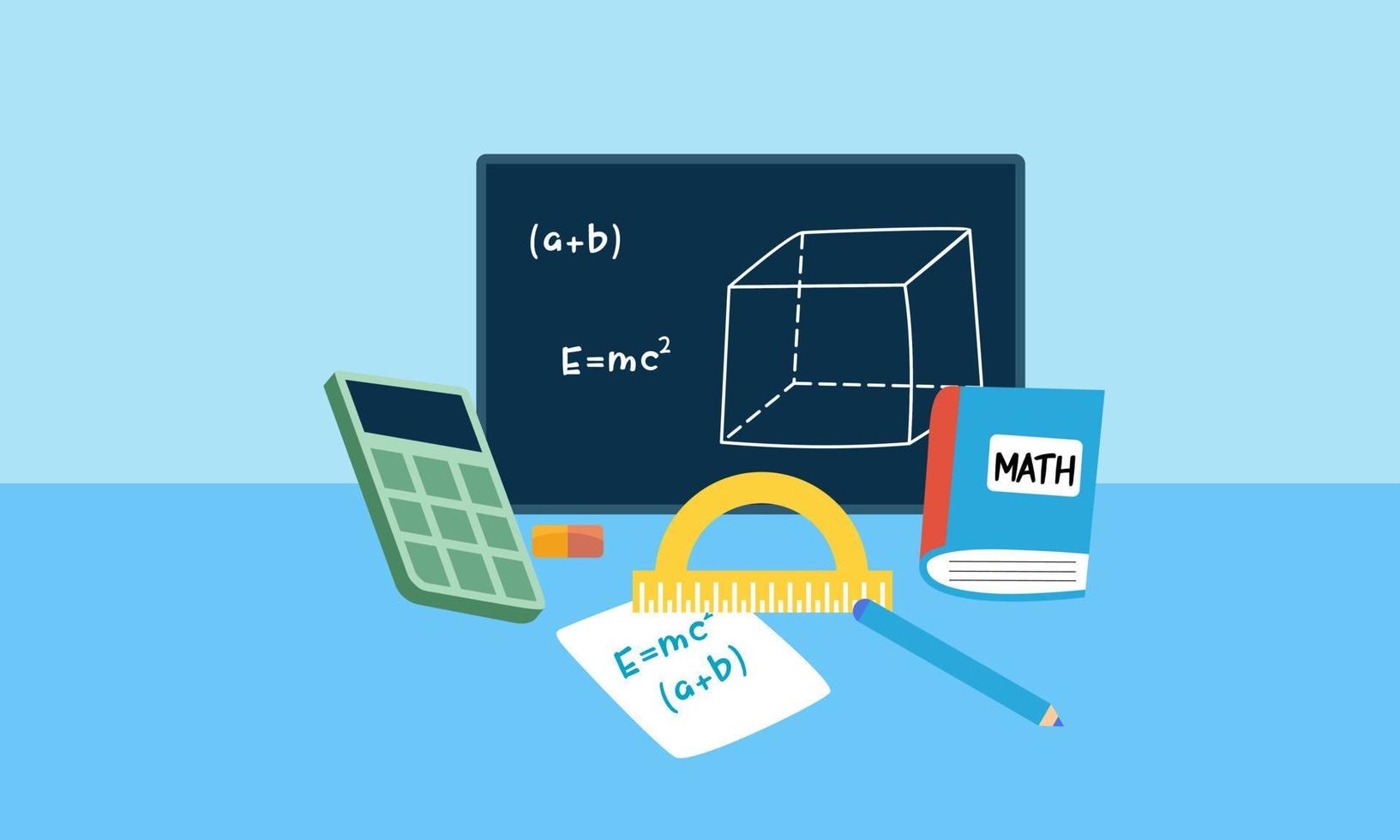 Cartoon maths elements background, education logo vector