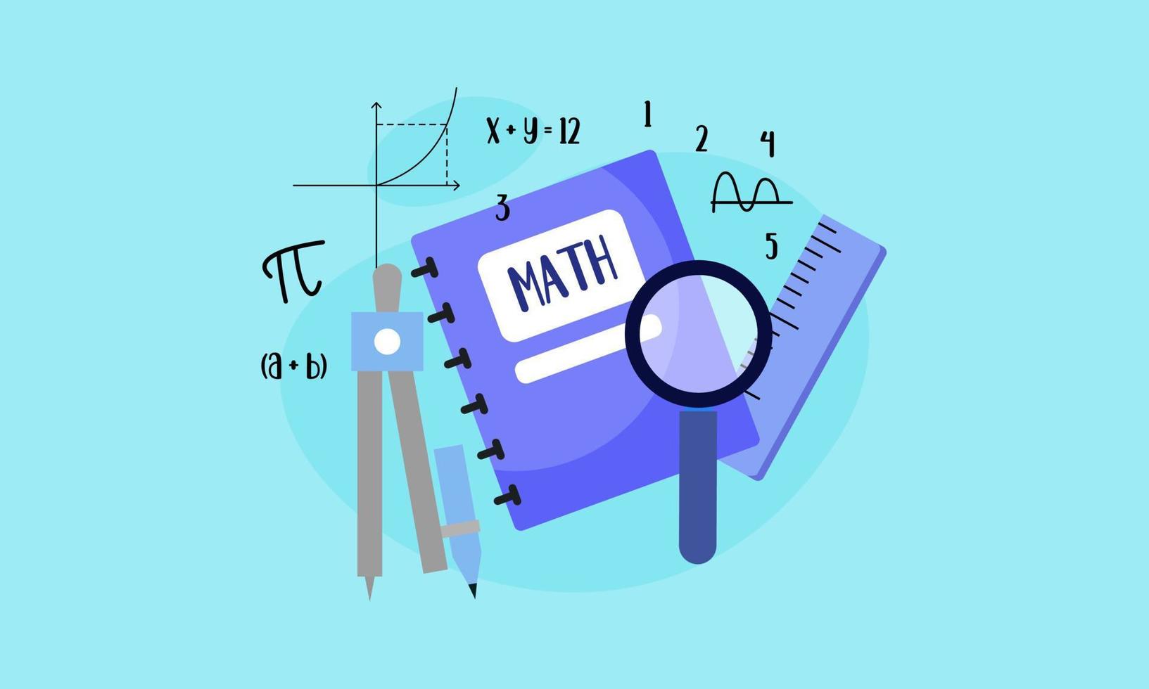 fondo de elementos de matemáticas de dibujos animados, logotipo de educación vector