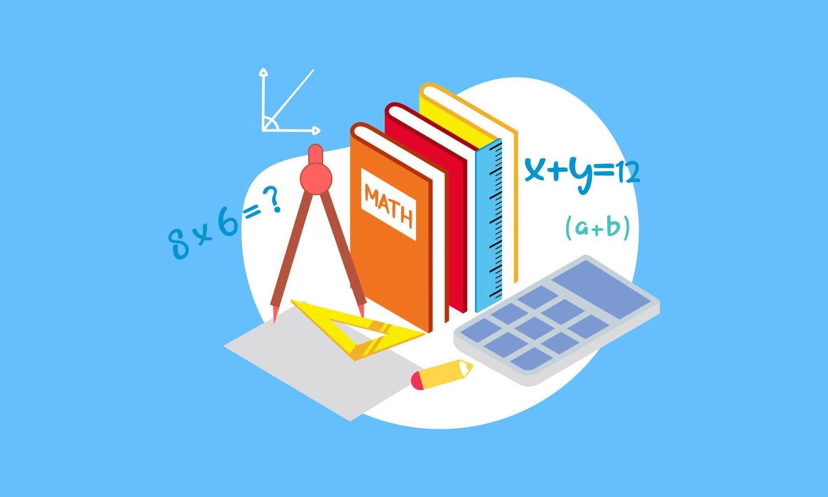 fondo de elementos de matemáticas de dibujos animados, logotipo de educación vector