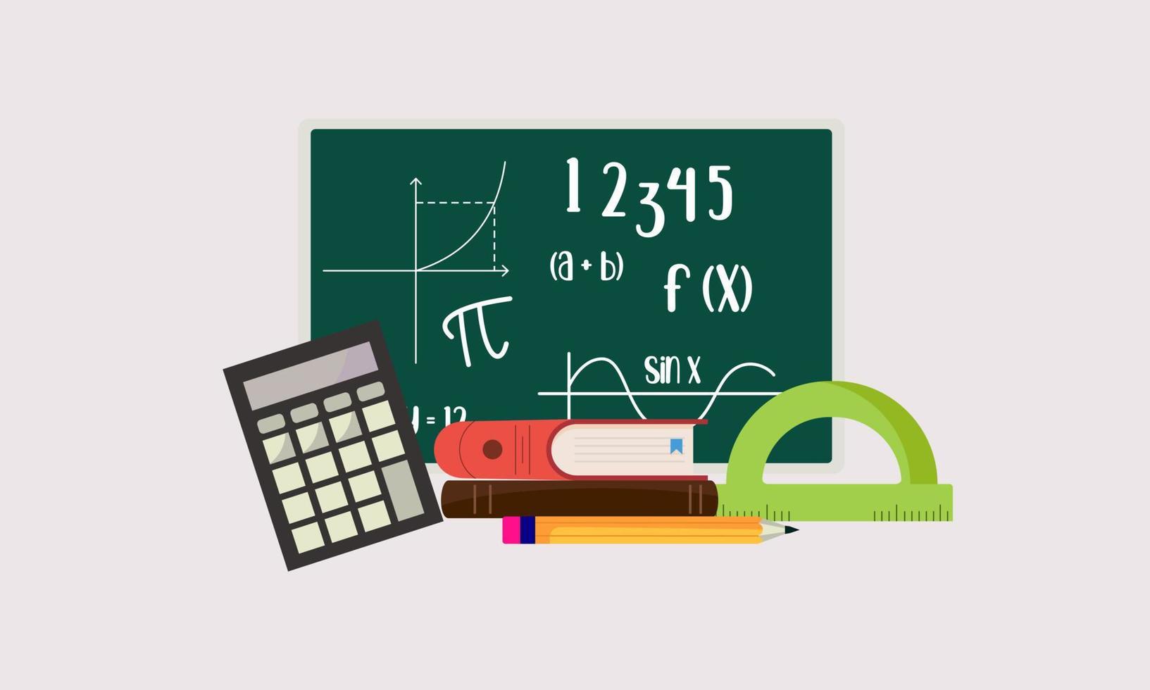 Cartoon maths elements background, education logo vector