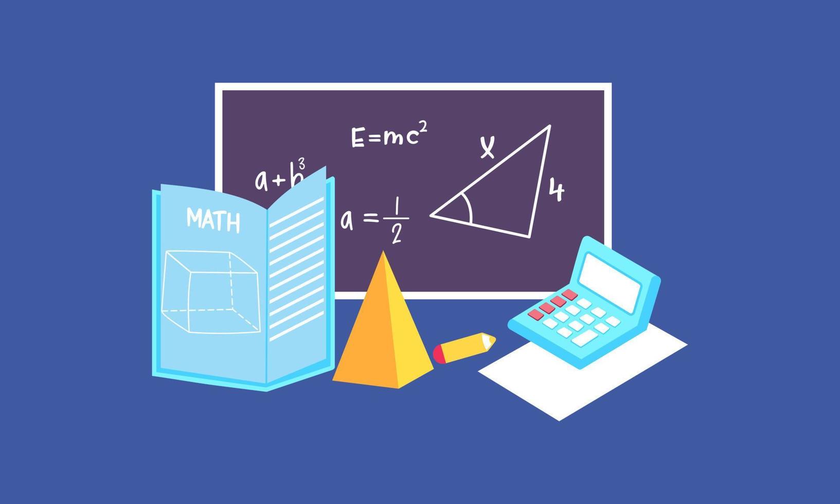 Cartoon maths elements background, education logo vector