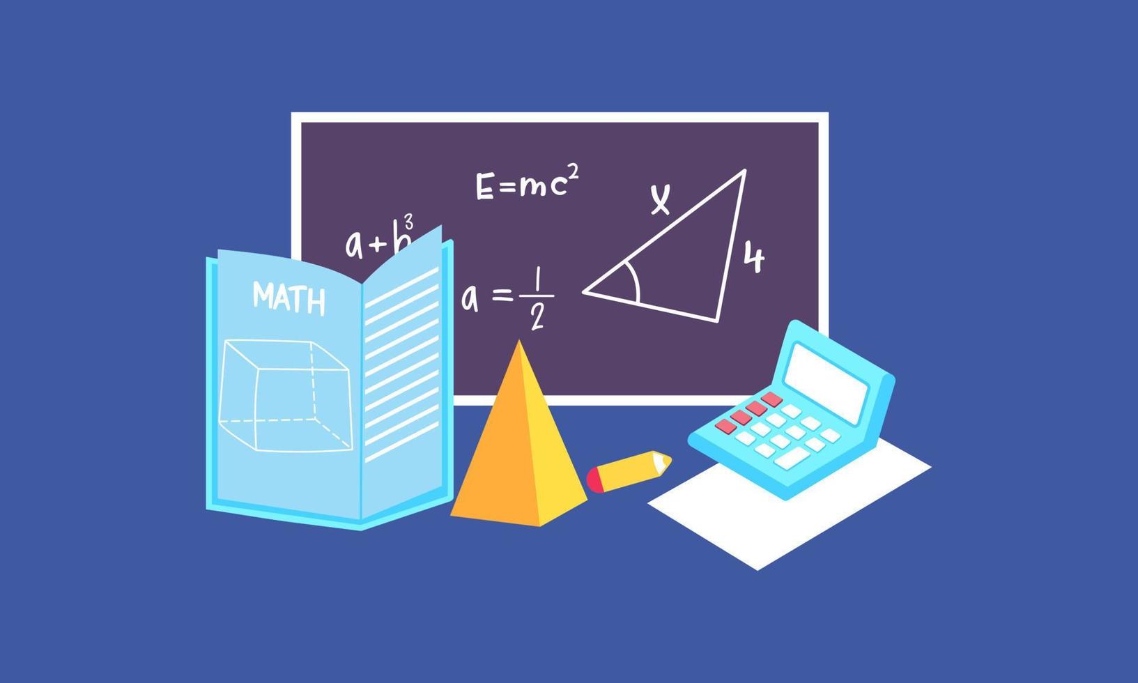 fondo de elementos de matemáticas de dibujos animados, logotipo de educación vector