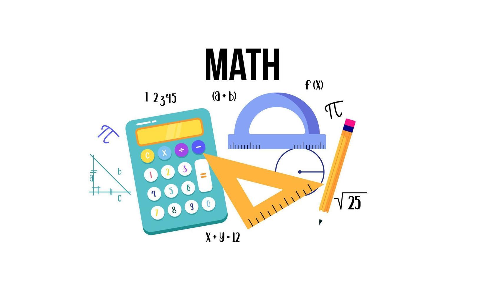 Cartoon maths elements background, education logo vector