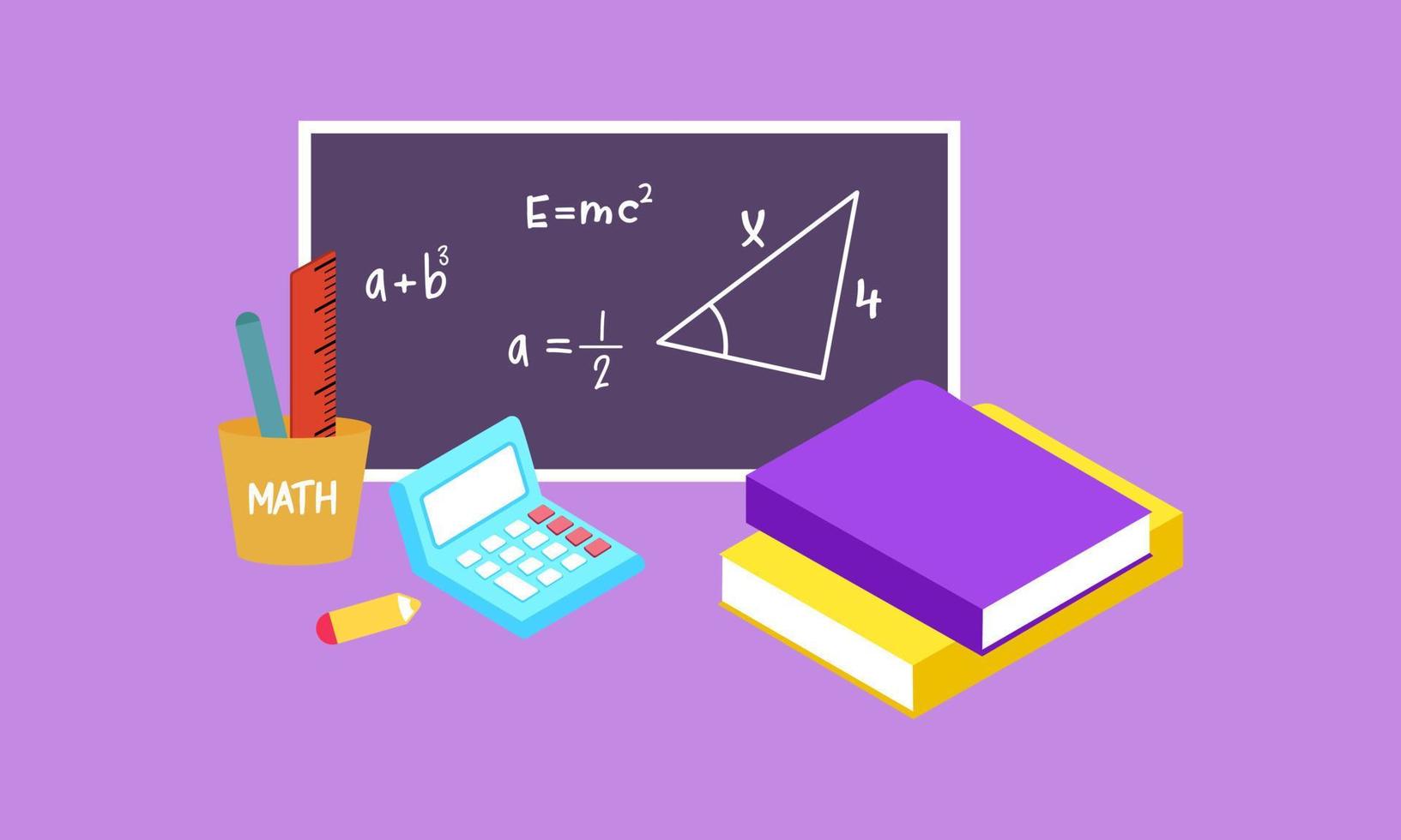 fondo de elementos de matemáticas de dibujos animados, logotipo de educación vector