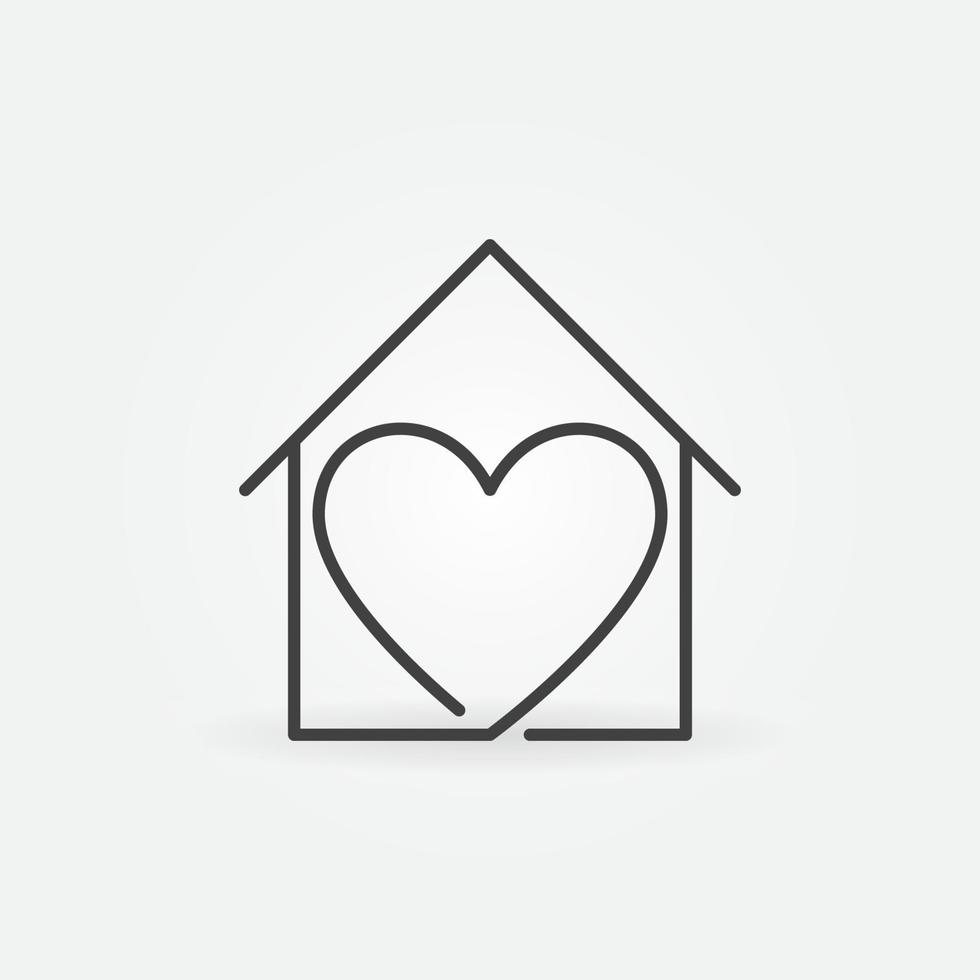 Heart inside House vector thin line concept Stay at Home icon