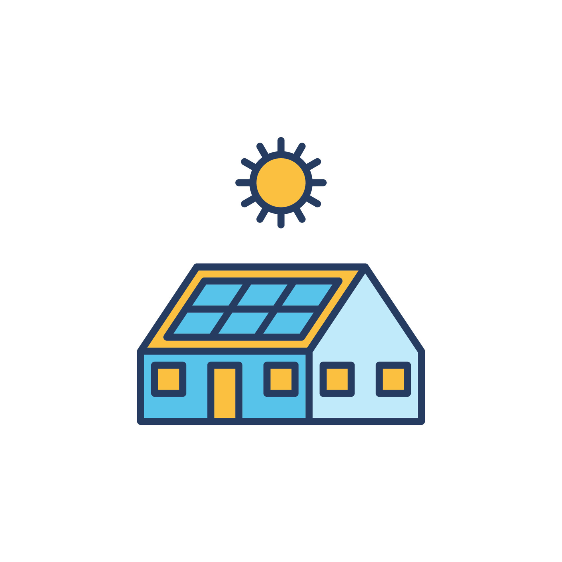 House with Solar Panel on Roof colored icon - vector sign 13115633