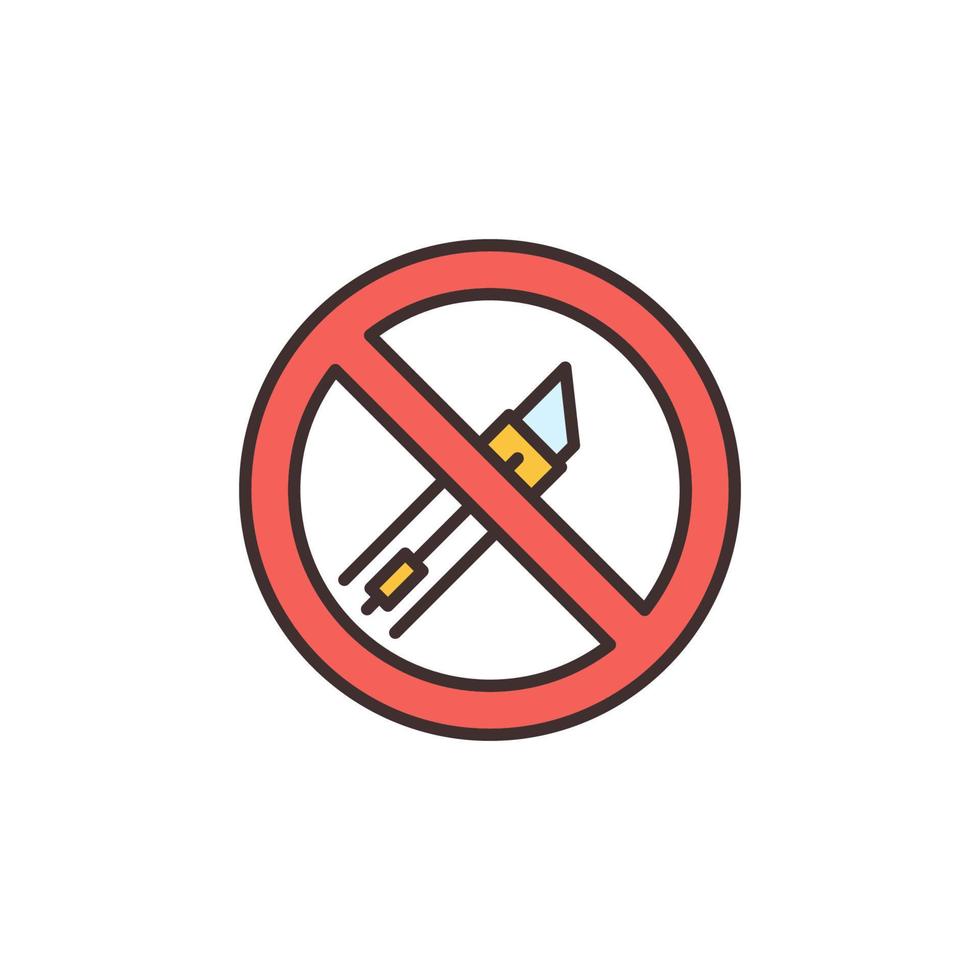 Vector Cutter Tool Forbidden concept round colored icon