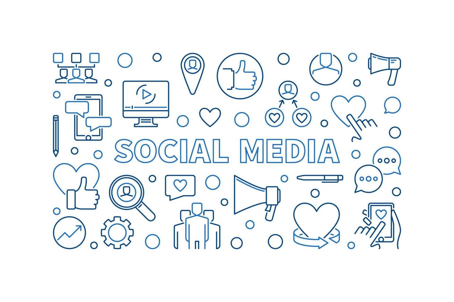 Social Media vector concept outline horizontal illustration