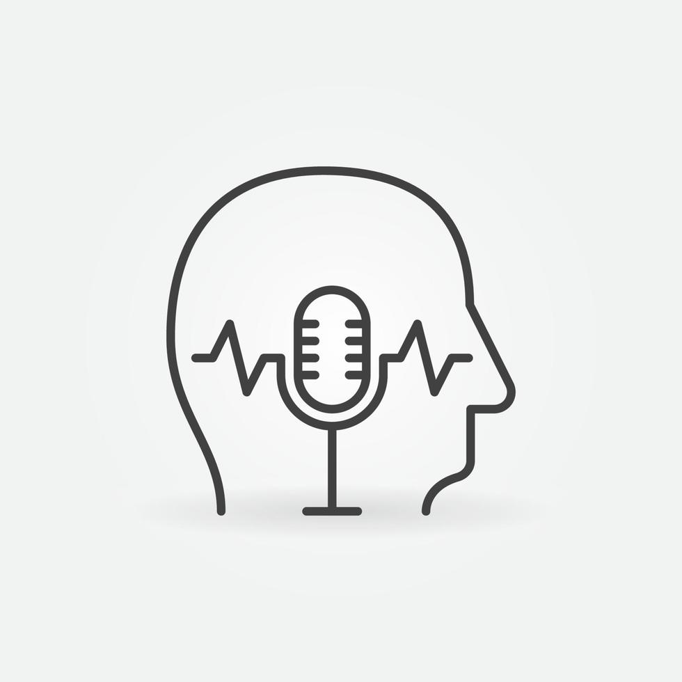 Microphone inside Human Head linear vector concept icon